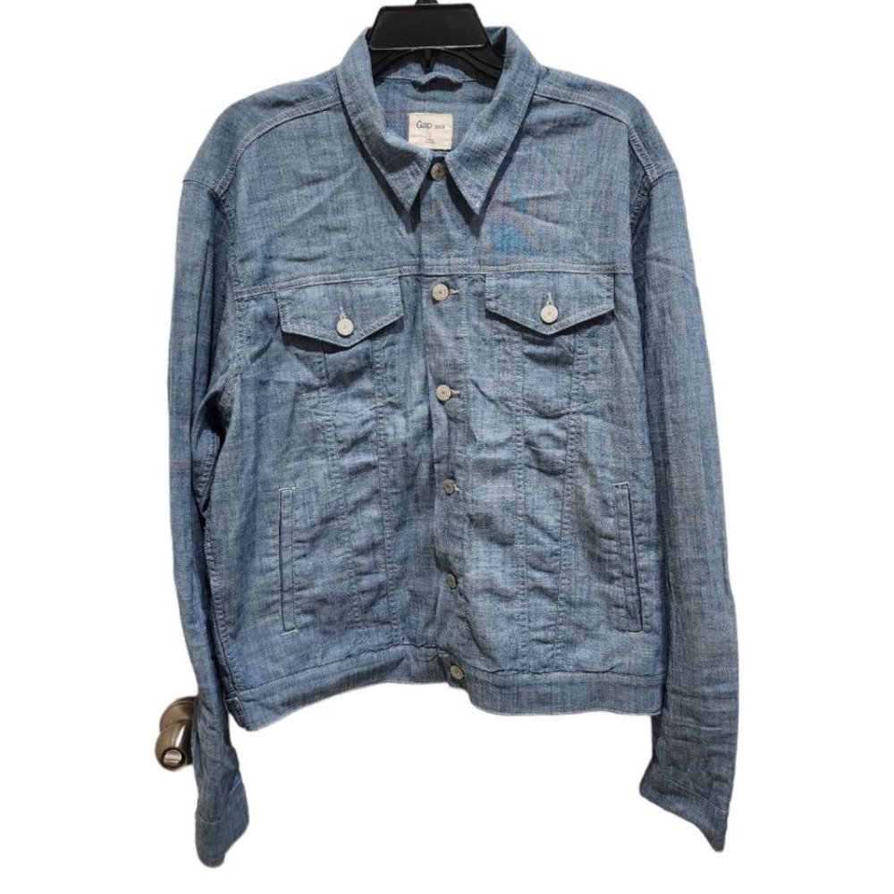 GAP Light Blue Denim Button-Down Casual Shirt Jacket